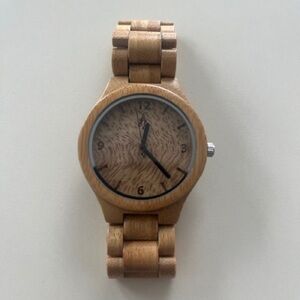 Treehut Men's Bamboo Link Watch - Light Brown Wood Finish